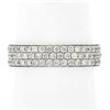 Image 2 : 18k White Gold 1.20 ctw Pave Set Round Diamond Squared 3 Row Eternity Band Ring