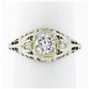 Image 1 : Vintage 18k Gold Old Cut Diamond Solitaire Filigree Engagement or Promise Ring
