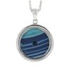 Image 1 : New 14k Gold Round Cabochon Blue Banded Agate Pendant on Adjustable Cable Chain