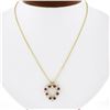Image 1 : NEW 14K Gold 1.50 ctw Alternating Round Diamond & Ruby Open Heart Pendant w/ Cha