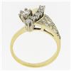Image 2 : Vintage 14k Yellow Gold 0.90 ctw Prong & Pave Set Diamond Statement Cocktail Rin