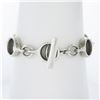 Image 1 : Georg Jensen Silver Open Round Link Chain 474 Bracelet w/ Toggle Clasp & Quartz
