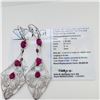 Image 2 : 4.70 ctw Ruby and 1.18 ctw Diamond 18K White & Yellow Gold Chandelier Lever Back