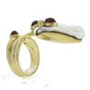 Image 8 : 14k Yellow Gold Baroque Pearl w/ Diamond, Cabochon Ruby & Sapphire Wrap Ring