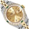 Image 1 : Rolex Ladies 2Tone 18K Diamond And Emerald Bezel Jubilee Date Watch