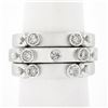 Image 1 : (3) New 14K Gold Puzzle Matte Finish Stack Band Rings W/ 0.46 ctw Bezel Diamonds