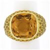 Image 1 : Pasqual Bruni 18K Yellow Gold Large Citrine w/ Yellow Sapphires Cocktail Ring