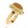 Image 8 : Vintage 14k Yellow Gold Oval Cabochon Jelly Opal Textured Open Work Platter Ring