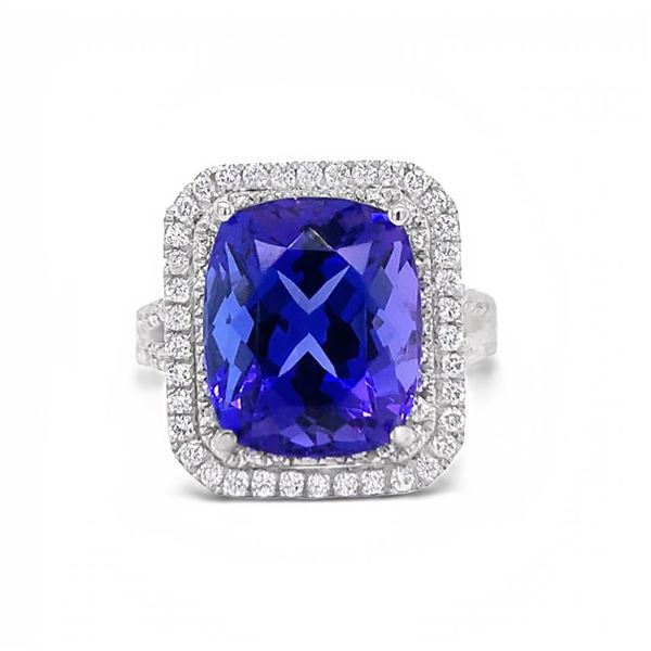 9.29 ctw Tanzanite and 1.05 ctw Diamond Platinum Ring (GIA CERTIFIED)