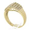 Image 6 : Solid 18K Yellow Gold 1 ctw Round Diamond Pyramid 5 Row Grooved Sides Band Ring