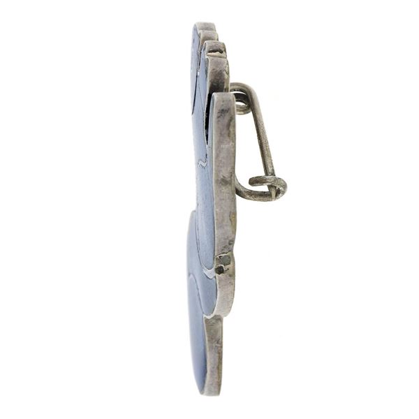 Vintage Sterling Silver Inlaid Set Custom Cut Lapis Lazuli Squirrel Brooch Pin