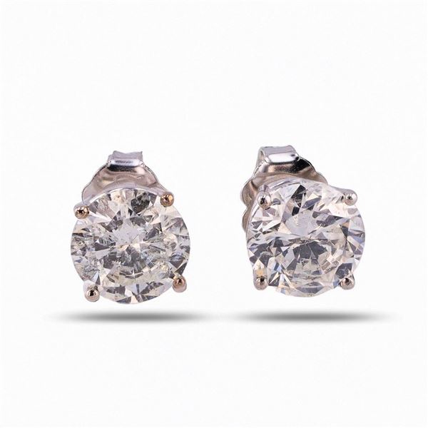 2.22 ctw G to H COLOR I1 CLARITY Diamond 14K White Gold Stud Earrings