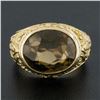 Image 3 : 18K Gold GIA Oval Cut Brownish Yellow Zircon Solitaire Textured Cocktail Ring