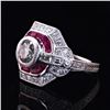 Image 1 : 1.30 ctw Diamond and 0.65 ctw Ruby Platinum Ring (2.07 ctw Diamonds)
