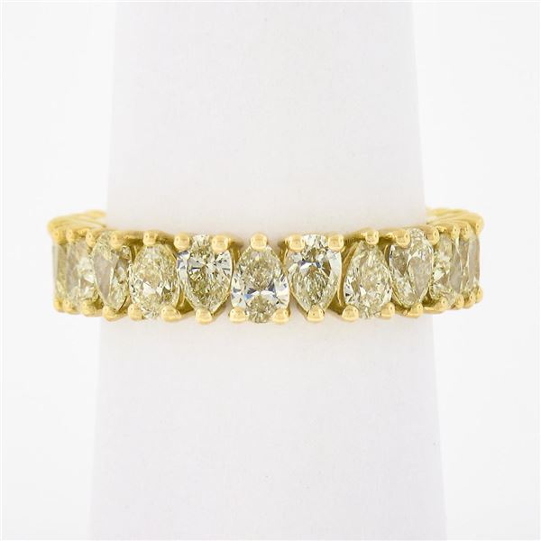 18K Gold Alternating Pear Fancy Yellow Diamond Eternity Wedding Stack Band Ring