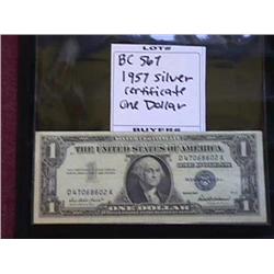 1957 Silver Certificate One Dollar
