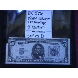 1934 Silver Certificate 5 Dollar