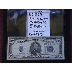 1934 Silver Certificate 5 Dollar
