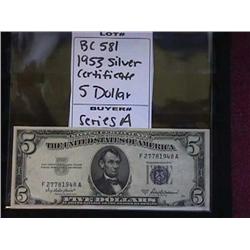 1953 Silver Certificate 5 Dollar