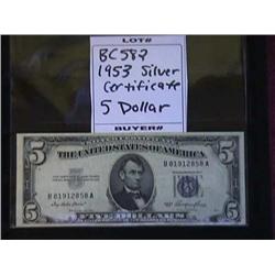 1953 Silver Certificate 5 Dollar