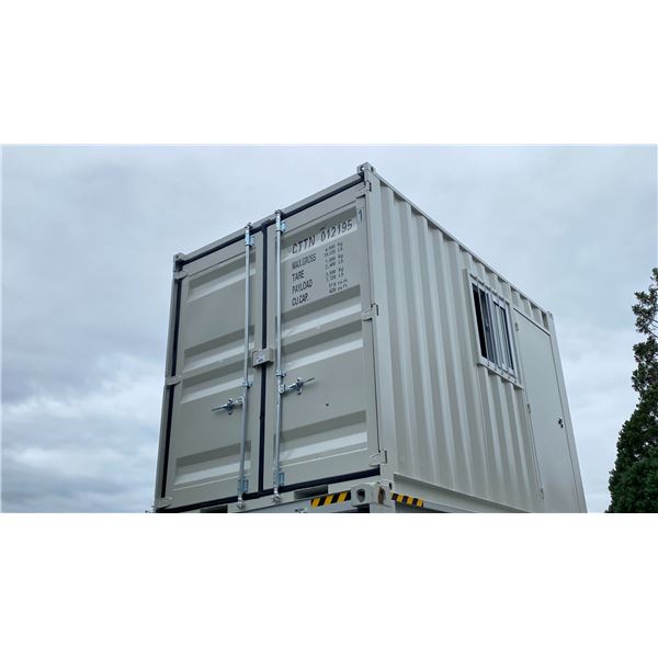 GREY 12' 10,120 MAX CAPACITY INDUSTRIAL OFFICE / SECURITY TRANSPORT CONTAINER WITH