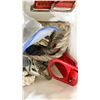 Image 2 : 2 BINS OF ASSORTED LIFTING STRAPS, HARNESSES & 2 FOUR WHEEL CARTS