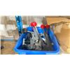 Image 2 : BAND STRAPPING TOOLS, 2 BOXES OF CRIMPS, 1 ROLL OF PLASTIC BANDING & 1 ROLL OF METAL BANDING