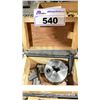 Image 1 : 3" LATHE CHUCK WITH (2) SETS OF JAWS, TOOLS, PARTS AND SMALL WOODEN BOX