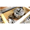 Image 3 : 3" LATHE CHUCK WITH (2) SETS OF JAWS, TOOLS, PARTS AND SMALL WOODEN BOX