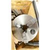 Image 5 : 3" LATHE CHUCK WITH (2) SETS OF JAWS, TOOLS, PARTS AND SMALL WOODEN BOX
