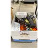 Image 1 : BOX OF ASSORTED ELECTRICAL - POWER CORDS, WIFI SMART CAMERA, CONTROL PEDAL,