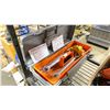 Image 1 : GREY TOOL BOX WITH ASSORTED COMBINATION WRENCHES, PIPE WRENCH AND HAMMER