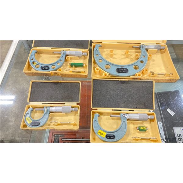 GROUP OF 4 MITUTOYO OUTSIDE MICROMETERS WITH CASES