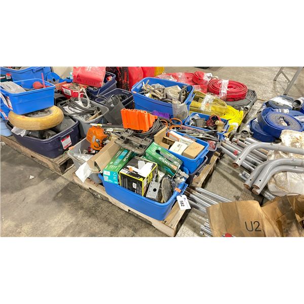 PALLET OF ASSORTED SMALL ENGINE PARTS & ELECTRICAL ITEMS