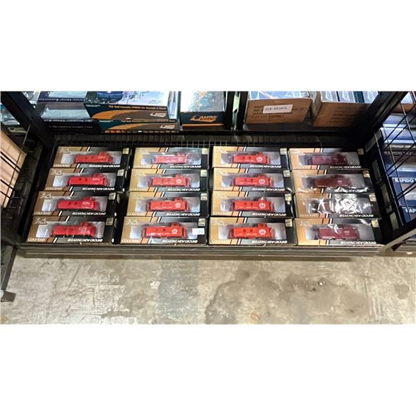 SHELF OF ASSORTED TRUELINE TRAINS GOLD SERIES CANADIAN NATIONAL HO SCALE MODEL TRAINS