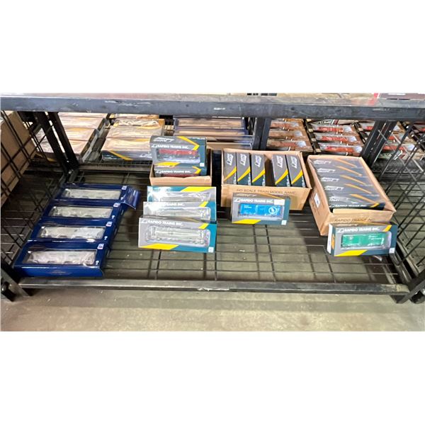 SHELF OF ASSORTED HO SCALE MODEL TRAINS - GENESIS & RAPIDO TRAINS INC