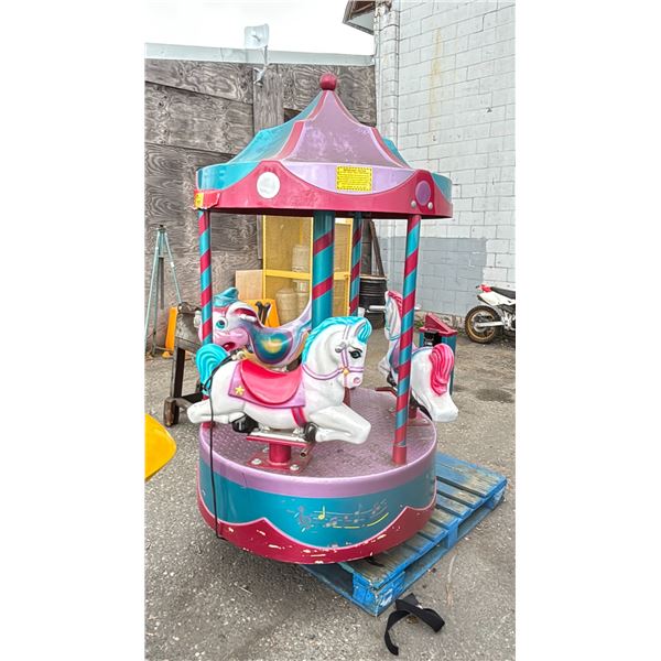 CHILDREN'S COIN OPERATED CAROUSEL KIDDIE RIDE (VERY HEAVY, REQUIRES TRUCK FOR REMOVAL)