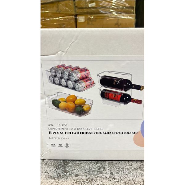 (2) 11 PIECE SET CLEAR FRIDGE ORGANIZATION BIN SETS *IN BOX*