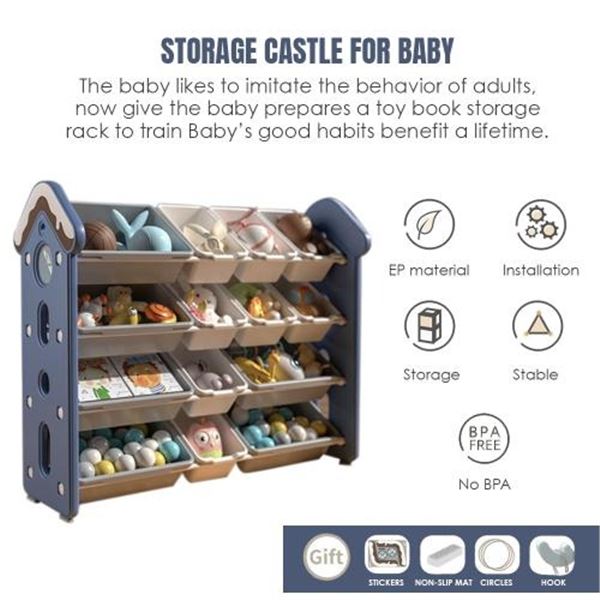 WHITE TOY ORGANIZER RACK FOR KIDS