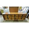 Image 2 : 9 DRAWER DRESSER 79" W X 19" D X 29.5"H, ARMOIRE, 80" WIDE HEADBOARD, 2 SIDE TABLES & 2 MIRRORS
