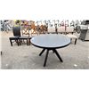 Image 1 : 48" DIAMETER WOODEN TABLE & 7 ASSORTED CHAIRS