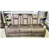Image 1 : POWER RECLINING LEATHER LIKE SOFA WITH CUPHOLDERS IN ARMS - HAS POWER CABLE