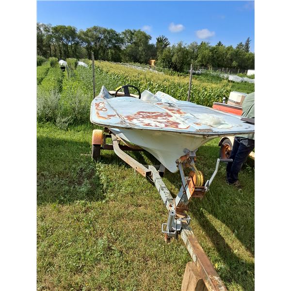 14' Fibreglass Boat with Calkins Trailer - No Engine