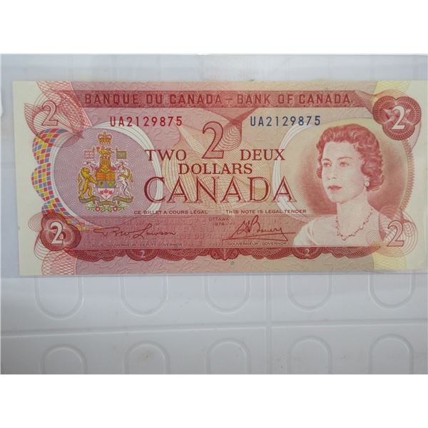 1974 CANADA MULTI COLORED $2 BILL (UNCIRCULATED)