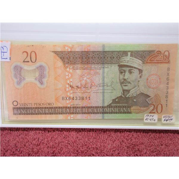 2009 DOMINION BANCO REPUBLIC 20 PESO BANK NOTE