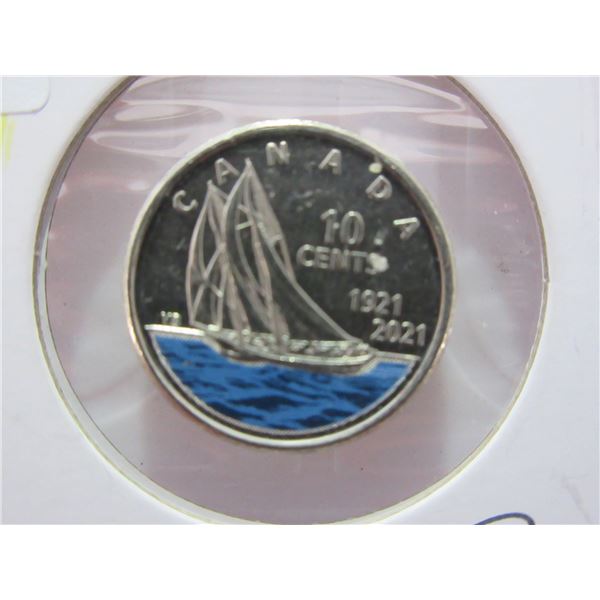 1921 - 2021 Canada Proof Colored Dime