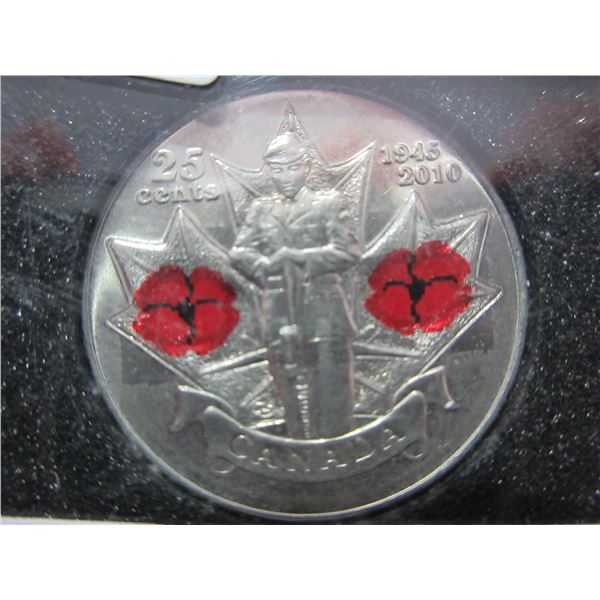 1945 - 2010 Canada Remembering World War II Double Poppy Quarter