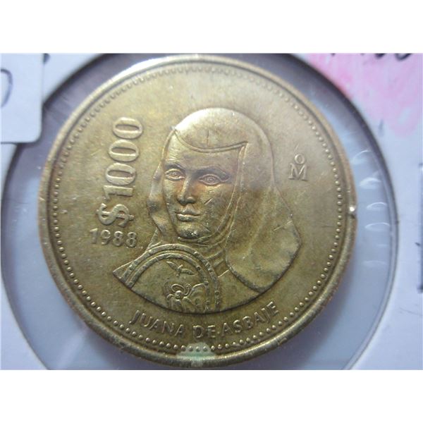 1988 Mexico Esudus $1000 Coin