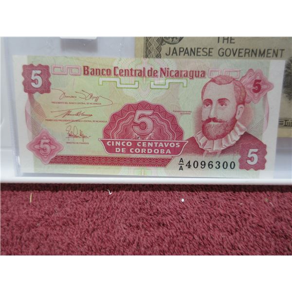 Bank of Nicaragua & Japan Bank Notes