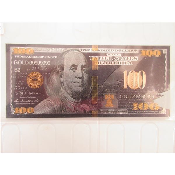 USA Gold & Black Foil $100 Bill (Not Legal Tender)